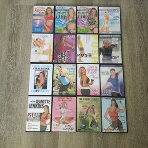 Bundle of 16 Workout Fitness DVDs Tracey Mallett Kari Anderson + More